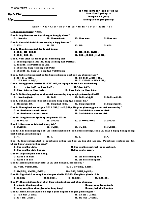 Kỳ thi học kỳ I (năm học 2012  2013) môn Hóa học - Lớp 11